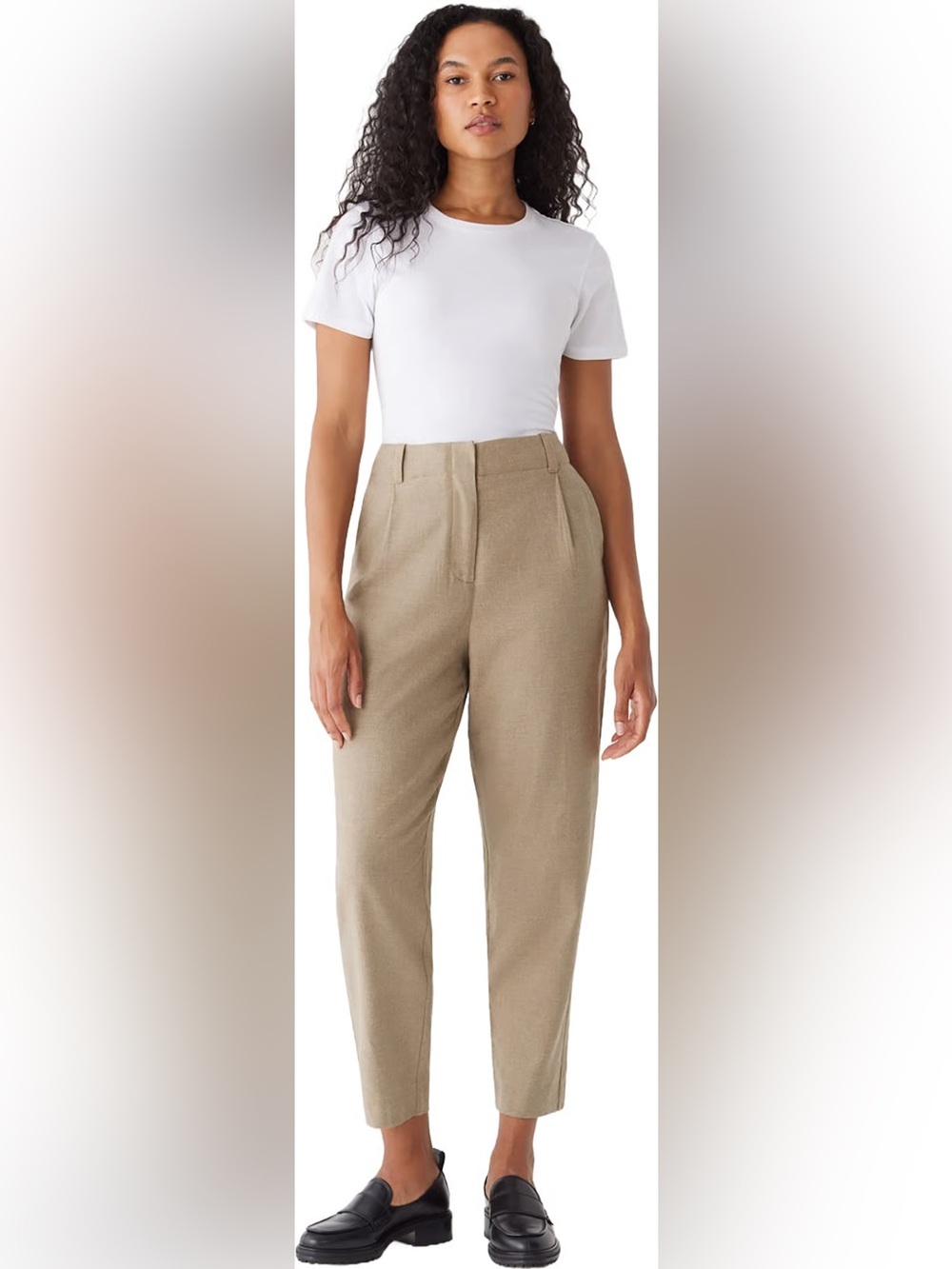 Frank & Oak High-Waist Tailored Pants in Taupe